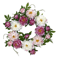 22" Artificial Peony Wreath