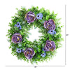 22” Purple Rose, Blue Daisy and Greens Artificial Wreath 
