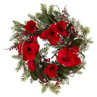 24” Amaryllis Artificial Wreath