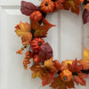 24” Autumn Maple Leaves, Pumpkin, Pinecone and Berries Artificial Fall Wreath