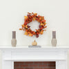 24” Autumn Maple Leaves, Pumpkin, Pinecone and Berries Artificial Fall Wreath