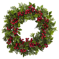 24” Berry Boxwood Artificial Wreath