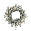 24” Flocked Artificial Christmas Wreath with 50 LED Lights