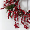 24” Frosted Cypress Artificial Wreath with Berries and Pine Cones