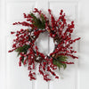 24” Frosted Cypress Artificial Wreath with Berries and Pine Cones