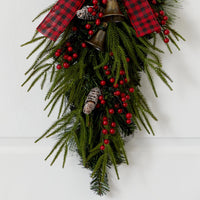 24” Holiday Christmas Pine Cones, Berry and Bells Artificial Wreath