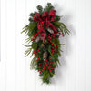 24” Holiday Christmas Pine Cones, Berry and Bells Artificial Wreath