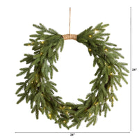 24" Holiday Christmas Pre-Lit Cascading Pine Artificial Wreath