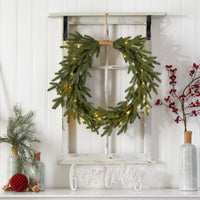 24" Holiday Christmas Pre-Lit Cascading Pine Artificial Wreath
