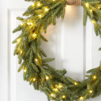 24" Holiday Christmas Pre-Lit Cascading Pine Artificial Wreath