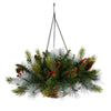 24" Holiday Pre-Lit (30 LED Lights) Artificial Pine and Berries Hanging Basket"
