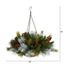 24" Holiday Pre-Lit (30 LED Lights) Artificial Pine and Berries Hanging Basket"
