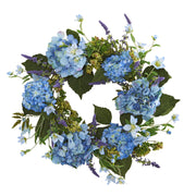 24” Artificial Blue Hydrangea Flower Wreath