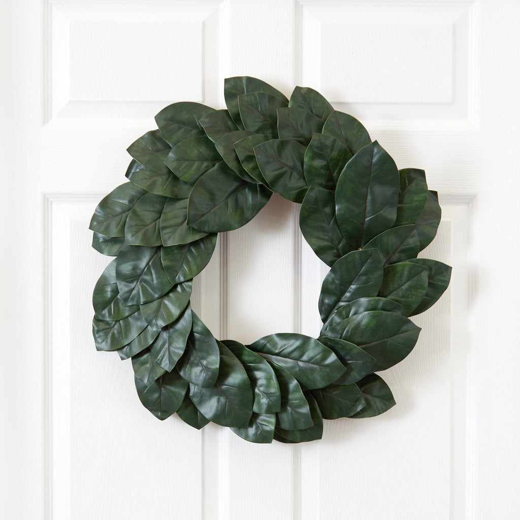 24” Artificial Magnolia Leaf Wreath
