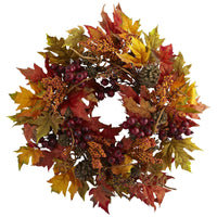24” Maple and Berry Artificial Wreath
