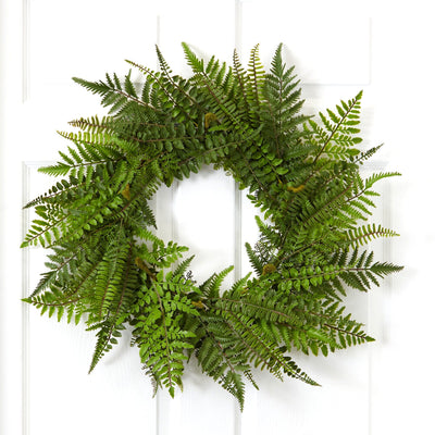 24” Mixed Fern Artificial Wreath