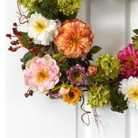 24" Mixed Peony Artificial Wreath