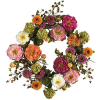 24" Mixed Peony Artificial Wreath