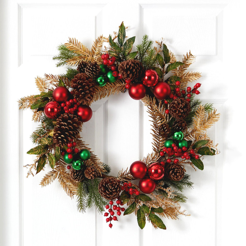 24” Ornament, Pine & Pine Cone Artificial Wreath