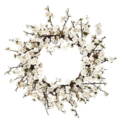 24” Silk Plum Blossom Artificial Wreath