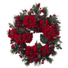 24" Poinsettia Artificial Wreath