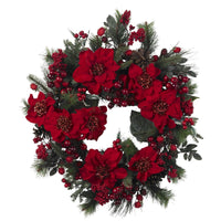 24" Poinsettia Artificial Wreath