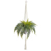 25” Fern Hanging Artificial Plant in Decorative Basket