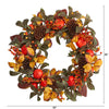 26” Autumn Persimmon and Pinecones Artificial Fall Wreath