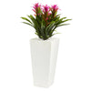26” Triple Artificial Bromeliad Plant in White Tower Planter