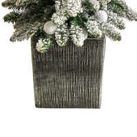3’ Flocked Highland Fir Artificial Christmas Tree, 127 Branches & 20 LED Globe Lights in Decorative Planter