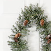 3' Holiday Christmas Geometric Diamond Frosted Artificial Wreath w/ Pinecones & 50 Warm White LED Lights