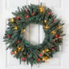 30” Artificial Pine Wreath w/Colored Lights
