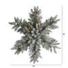 30” Pre-Lit Flocked Snowflake Artificial Dunhill Fir Wreath with Pinecones and 40 LED Lights