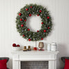 4' Artificial Oversized Pre-Lit Frosted Holiday Christmas Wreath with Ornaments & 40 LED Globe Lights
