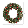 4' Artificial Oversized Pre-Lit Frosted Holiday Christmas Wreath with Ornaments & 40 LED Globe Lights