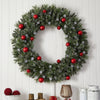 4' Artificial Oversized Pre-Lit Frosted Holiday Christmas Wreath with Ornaments & 40 LED Globe Lights