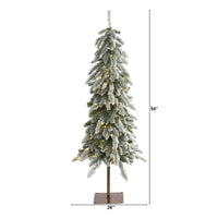 4.5’ Flocked Washington Alpine Artificial Christmas Tree with 100 White Warm LED Lights and 285 Bendable Branches