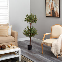 4.5' Artificial Olive Double Topiary Silk Tree
