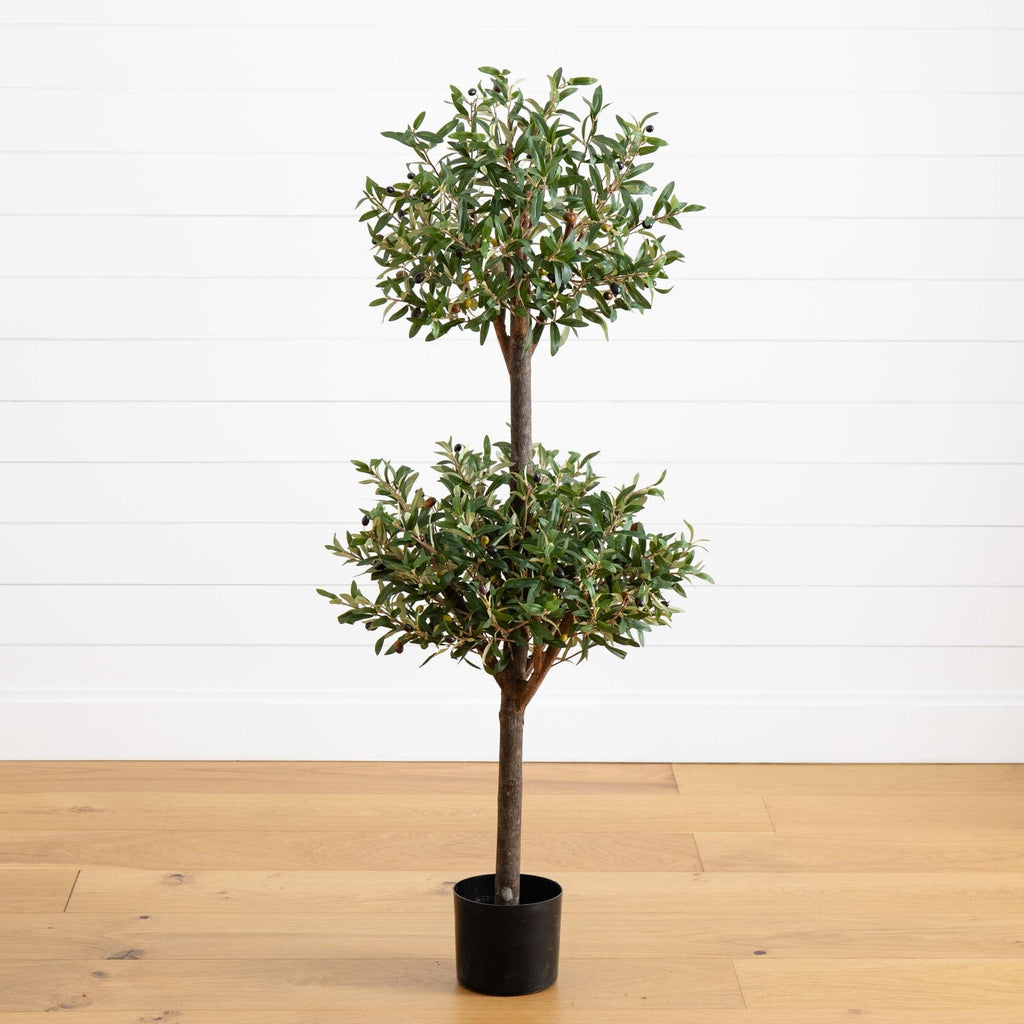 4.5' Artificial Olive Double Topiary Silk Tree