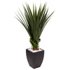 4.5’ Spiked Artificial Agave in Black Planter (Indoor/Outdoor)