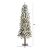 5’ Flocked Grand Alpine Artificial Christmas Tree with 200 Clear Lights and 469 Bendable Branches on Natural Trunk