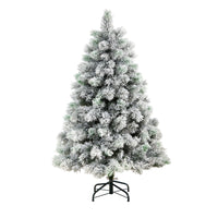5’ Flocked Oregon Pine Artificial Christmas Tree with 200 Clear Lights and 347 Bendable Branches