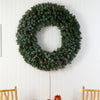5’ Giant Flocked Artificial  Christmas Wreath W/ Pinecones, 400 Clear LED Lights and 760 Bendable Branches