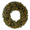 5’ Giant Flocked Artificial  Christmas Wreath W/ Pinecones, 400 Clear LED Lights and 760 Bendable Branches
