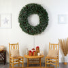 5’ Giant Flocked Artificial  Christmas Wreath W/ Pinecones, 400 Clear LED Lights and 760 Bendable Branches