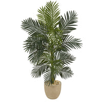5’ Golden Cane Artificial Palm Tree in Sandstone Planter