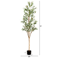 6’ Artificial Olive Tree with Natural Trunk