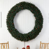 6’ Large Flocked Wreath with Pinecones, Berries, 600 Clear LED Lights and 1080 Bendable Branches
