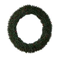 6’ Large Flocked Artificial Wreath w/ Pinecones, Berries, 600 Clear LED Lights & 1080 Bendable Branches