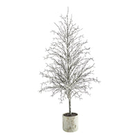 6’ Snowed Twig Artificial Christmas Tree in Decorative Planter